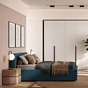 Letto matrimoniale Armonia, velluto a coste Oceano, 160x195