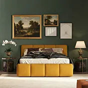 Letto matrimoniale Etra, bouclè Senape, 160x195