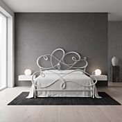 Letto in ferro + rete e materasso, 160x190, Bianco satinato