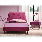 Letto singolo Peak Plus imbottito in tessuto Amarena, Moretti Compact