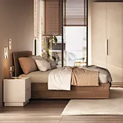 Letto matrimoniale moderno, finitura Noce caramello, 160x195