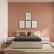 Letto matrimoniale Armonia, velluto a coste Perla, 160x195