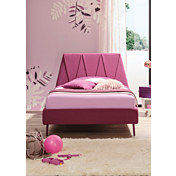 Letto singolo Peak Plus imbottito in tessuto Amarena, Moretti Compact