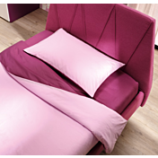 Letto singolo Peak Plus imbottito in tessuto Amarena, Moretti Compact