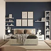 Letto matrimoniale Armonia, velluto a coste Tortora, 160x195