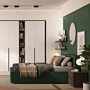 Letto matrimoniale Armonia, velluto a coste Verde foresta