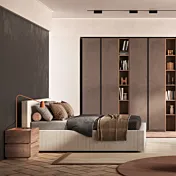 Letto matrimoniale Armonia, velluto a coste Perla