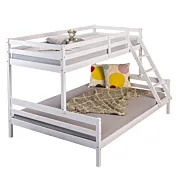 Letto a castello alla francese, 140x200 e 90x200, Bianco in promozione