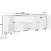 Credenza moderna 200 cm Pero e Ardesia
