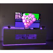 Conveniente e spaziosa Credenza Madia onda a 2 ante 4 cassetti, finitura bianco lucido