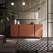 credenza rossa con cassetti