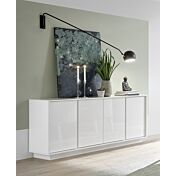 Credenza Madia moderna con 4 ante in finitura bianco lucido