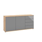 Madia per zona giorno moderna, finitura Grigio grafite e Rovere