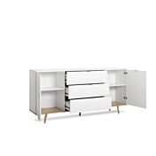 Madia in stile nordico in finitura Bianco e Quercia,  2 ante e 3 cassetti