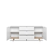 Madia in stile nordico in finitura Bianco e Quercia,  2 ante e 3 cassetti