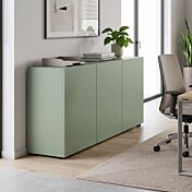 Madia ufficio 3 ante, finitura Verde salvia, 135x79x38 cm