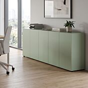 Mobile contenitore da ufficio, 5 ante, Verde salvia laccato