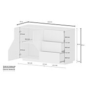 Madia moderna e di design 2 ante e 3 cassetti, Ardesia e Pero