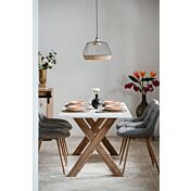 Tavolo moderno Tromso con gambe ad x  in finitura Rovere anticato e bianco 