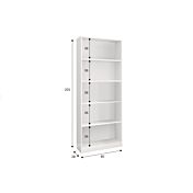 Libreria alta moderna, 4 ripiani, finitura bianco artik