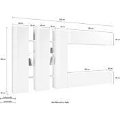 Parete attrezzata L.340 cm, finitura Bianco lucido, Made in Italy