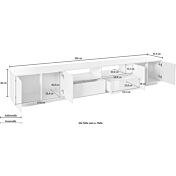 Moderno porta tv in appoggio in finitura bianco laccato lucido 