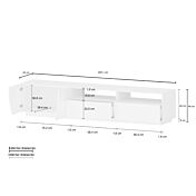 Porta TV dal design geometrico larghezza 200 cm, Pero e Ardesia