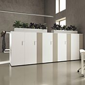 Mobile ufficio 9 ante, Basalto e Bianco opaco, L.420