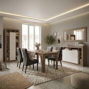 Soggiorno con madia alta, tavolo e madia larga a 3 ante, Mercure e Cashmere