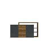  Credenza multiuso 2 ante e 4 cassetti, noce e antracite spatolato