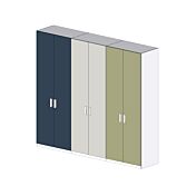 Armadio camerette a 6 ante, Blu navy, Gesso e Pistacchio