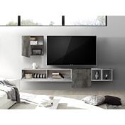 Pareti attrezzate soggiorno moderno di design Ossido e Artico