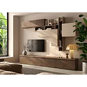Parete attrezzata Mercure cannettato, Bronzo e Cashmere, L.276 H.170