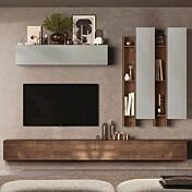 parete cannettata con librerie