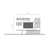 Parete attrezzata 260x40x190 h cm, Argilla, Cadiz e Bronzo, collezione Logica
