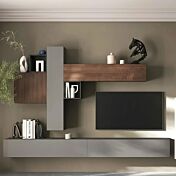 parete sospesa legno e grigio