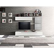 Pareti sala soggiorno Zenzero moderno e di design Bianco Lucido, Gesso e Artico