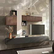 Parete attrezzata 276x30x175 h cm, Cashmere, Lava, Mercure cannettato, collezione Logica Zenzero Shop