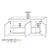 Credenza Moderna a 3 ante, Bianco Lucido