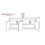 Credenza Moderna, Madia Bianca Lucida con 4 ante in finitura Pero