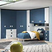 Armadio a ponte con cabina, Bianco opaco e Blu navy, L.410 x 258