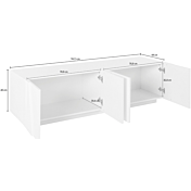 Mobili tv bianco 4 ante con disegni geometrici in finitura Bianco lucido 
