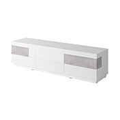 Sala moderna composta da porta TV e vetrina, grigio cemento e bianco lucido 