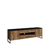 Porta TV grande finitura legno invecchiato e metallo nero
