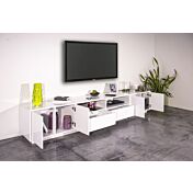Moderno porta tv in appoggio in finitura bianco laccato lucido 