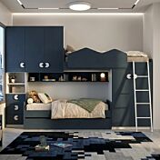 Soppalco per camerette Blu navy e Bianco opaco, L.335