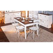 Tavolo allungabile in legno massello bianco marrone, 160x90 cm