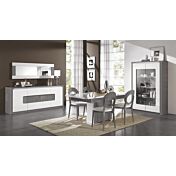 Tavolo moderno allungabile L.180, bianco lucido e grigio basalto