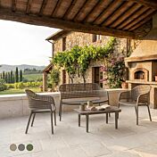 Salottino esterno con poltrone, divanetto e tavolino, disponibile in 3 colori