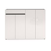 Promozione scarpiera 4 ante e 1 cassetto, Bianco laccato lucido